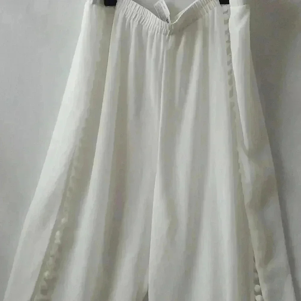 White cover up pants